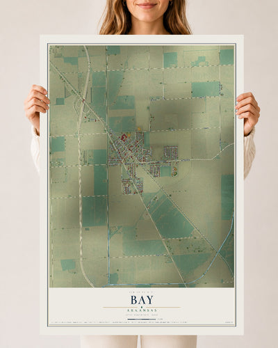 Map of Bay, Arkansas, 24 x 36 inch unframed archival matte print