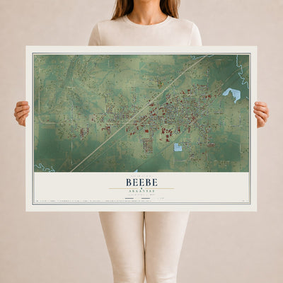 Map of Beebe, Arkansas, 24 x 36 inch unframed archival matte print