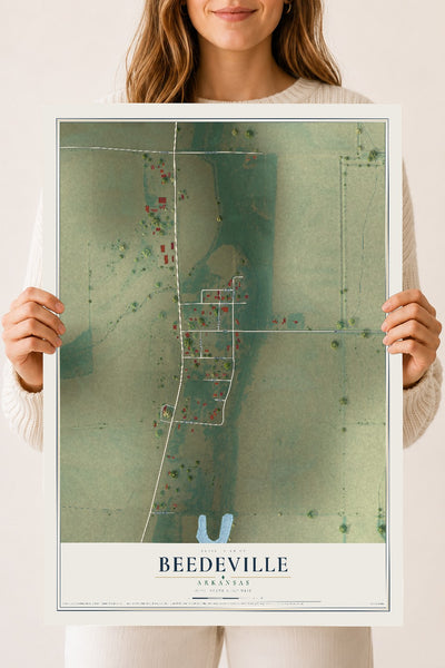 Map of Beedeville, Arkansas, 18 x 24 inch unframed archival matte print