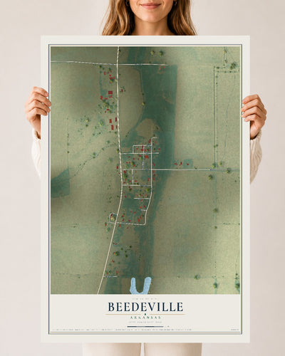 Map of Beedeville, Arkansas, 24 x 36 inch unframed archival matte print
