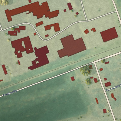 Close-up of the map of Beirne, Arkansas print showing street and building detail