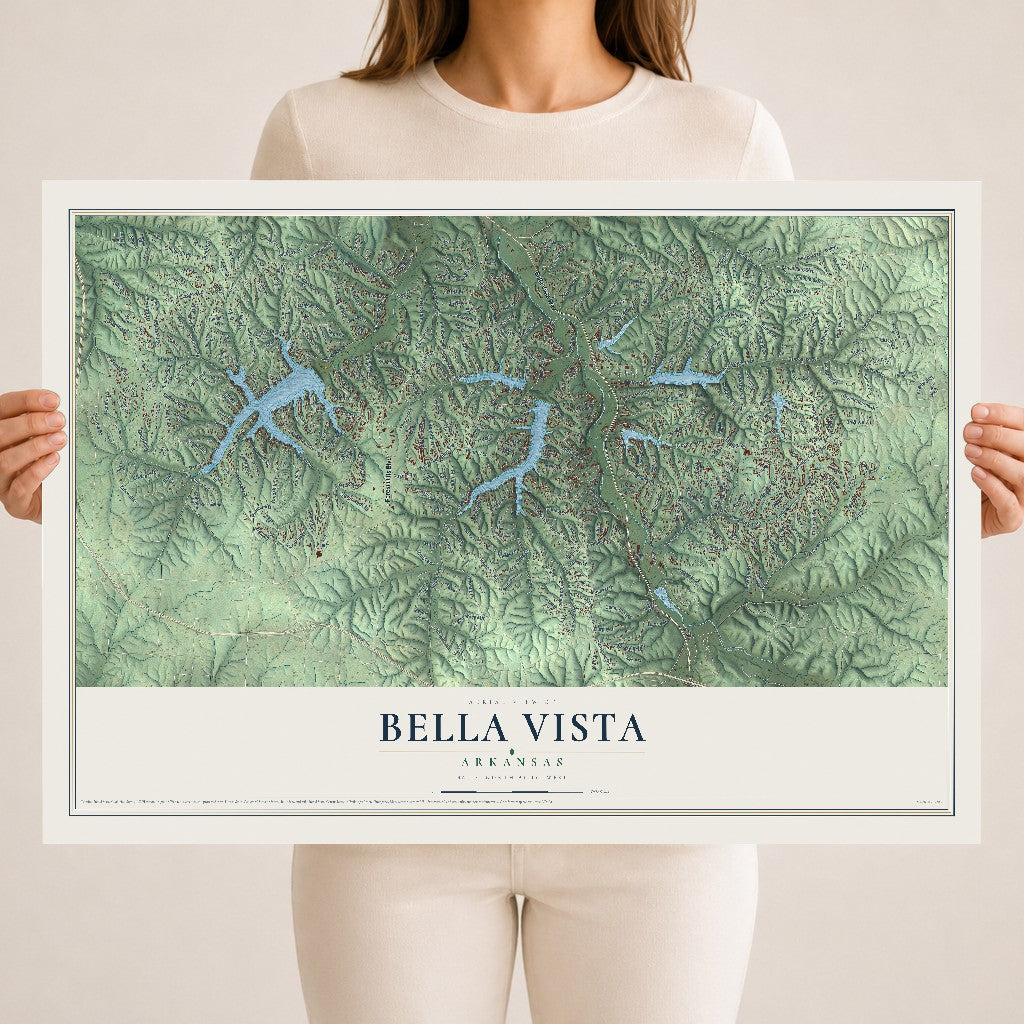 Map of Bella Vista, Arkansas, 18 x 24 inch unframed archival matte print