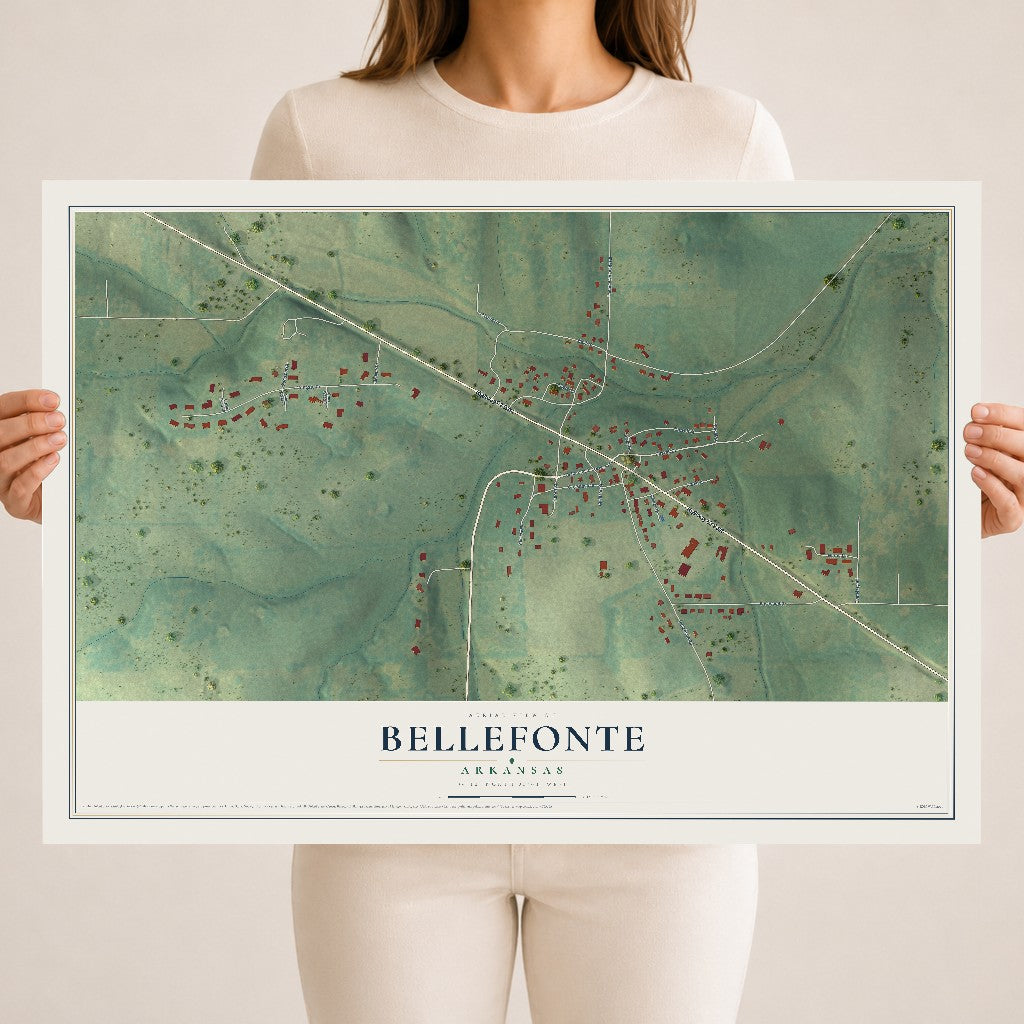 Map of Bellefonte, Arkansas, 18 x 24 inch unframed archival matte print