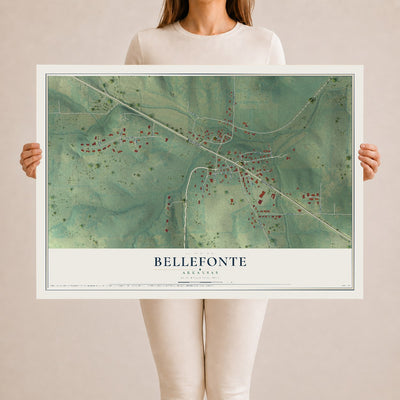 Map of Bellefonte, Arkansas, 24 x 36 inch unframed archival matte print