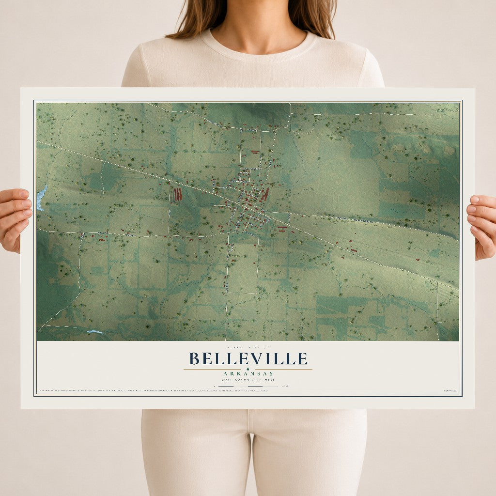 Map of Belleville, Arkansas, 18 x 24 inch unframed archival matte print