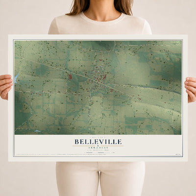 Map of Belleville, Arkansas, 18 x 24 inch unframed archival matte print