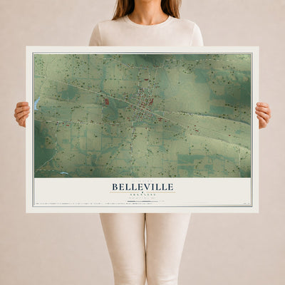 Map of Belleville, Arkansas, 24 x 36 inch unframed archival matte print