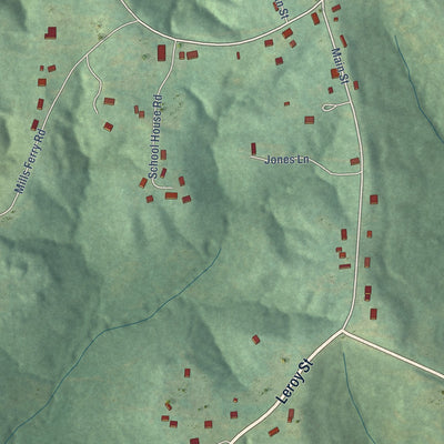 Close-up of the map of Ben Lomond, Arkansas print showing street and building detail