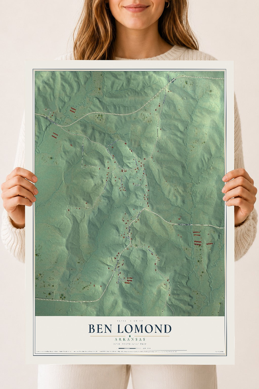 Map of Ben Lomond, Arkansas, 18 x 24 inch unframed archival matte print