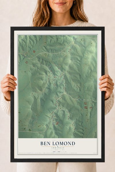 Map of Ben Lomond, Arkansas, 18 x 24 inch print in a black wood frame