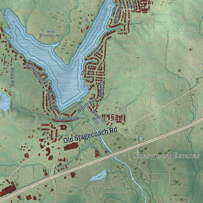 Second close-up of the map of Benton, Arkansas print showing more streets and buildings