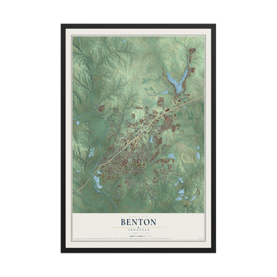 Map of Benton, Arkansas, 12 x 18 inch print in a black wood frame
