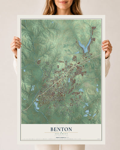 Map of Benton, Arkansas, 24 x 36 inch unframed archival matte print