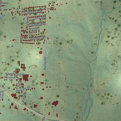 Second close-up of the map of Berryville, Arkansas print showing more streets and buildings