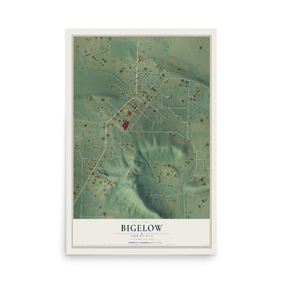 Map of Bigelow, Arkansas, 12 x 18 inch unframed archival matte print