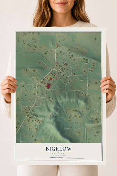 Map of Bigelow, Arkansas, 18 x 24 inch unframed archival matte print