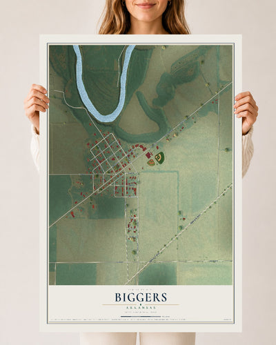 Map of Biggers, Arkansas, 24 x 36 inch unframed archival matte print