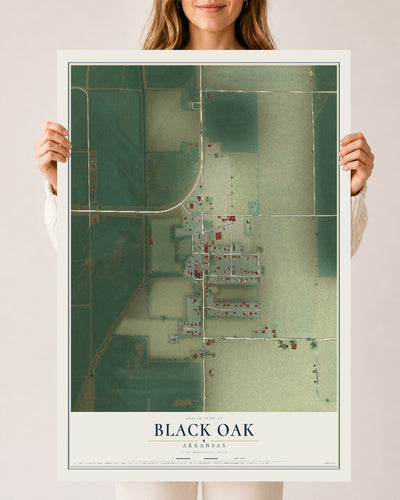 Map of Black Oak, Arkansas, 24 x 36 inch unframed archival matte print