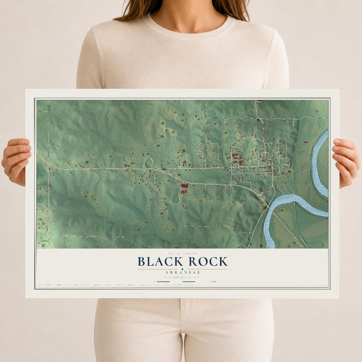 Map of Black Rock, Arkansas, 12 x 18 inch unframed archival matte print