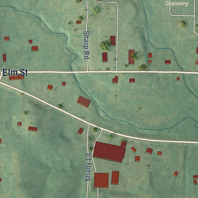 Second close-up of the map of Black Rock, Arkansas print showing more streets and buildings