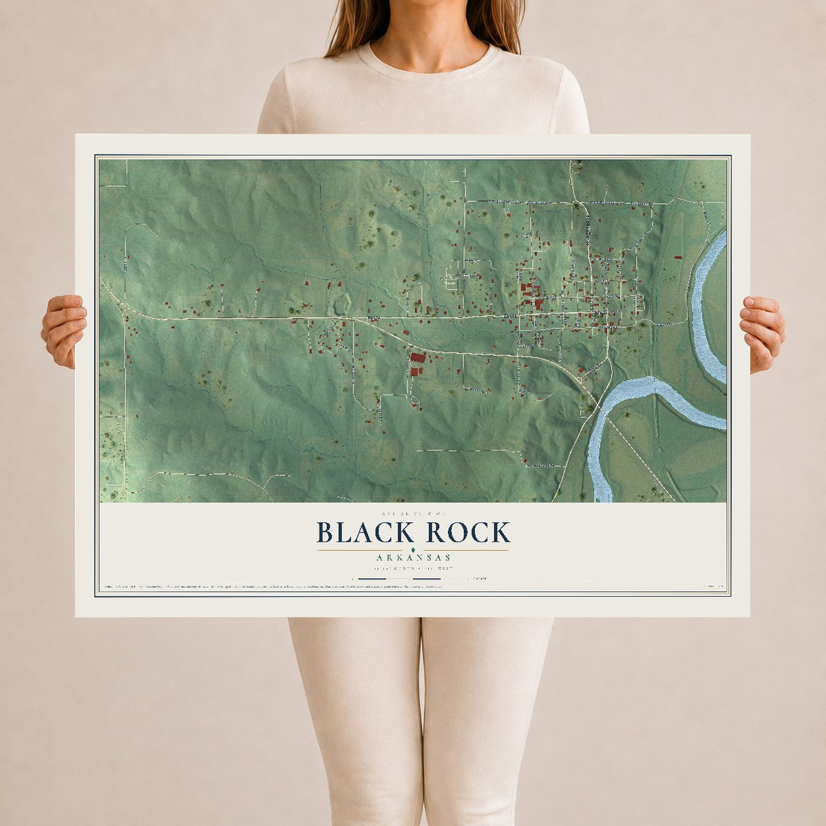 Map of Black Rock, Arkansas, 24 x 36 inch unframed archival matte print