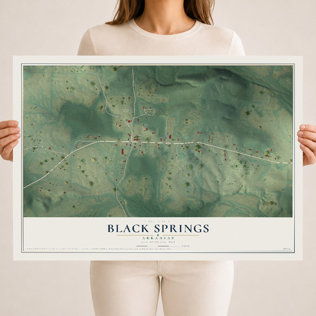 Map of Black Springs, Arkansas, 18 x 24 inch unframed archival matte print