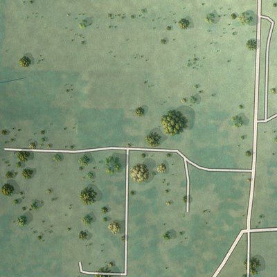 Second close-up of the map of Blue Eye, Arkansas print showing more streets and buildings