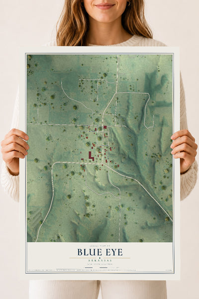 Map of Blue Eye, Arkansas, 18 x 24 inch unframed archival matte print
