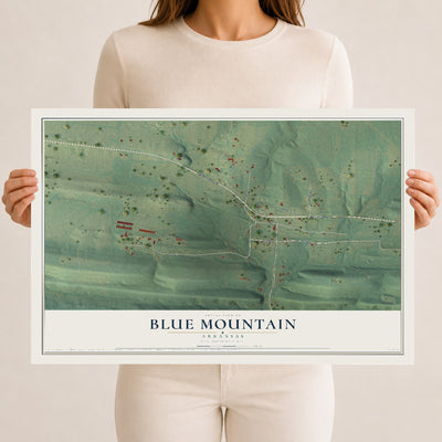 Map of Blue Mountain, Arkansas, 12 x 18 inch unframed archival matte print