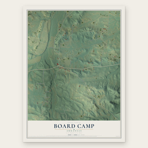 Board Camp, Arkansas map print, the full design