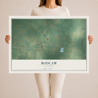 Map of Bodcaw, Arkansas, 24 x 36 inch unframed archival matte print