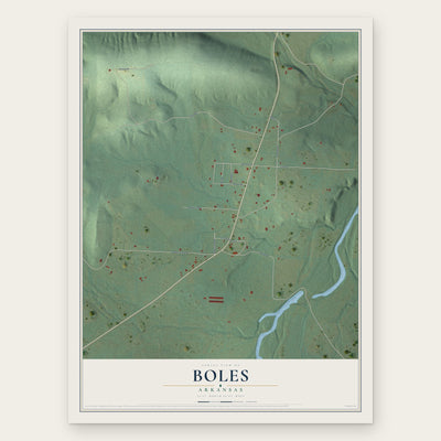 Boles, Arkansas map print, the full design