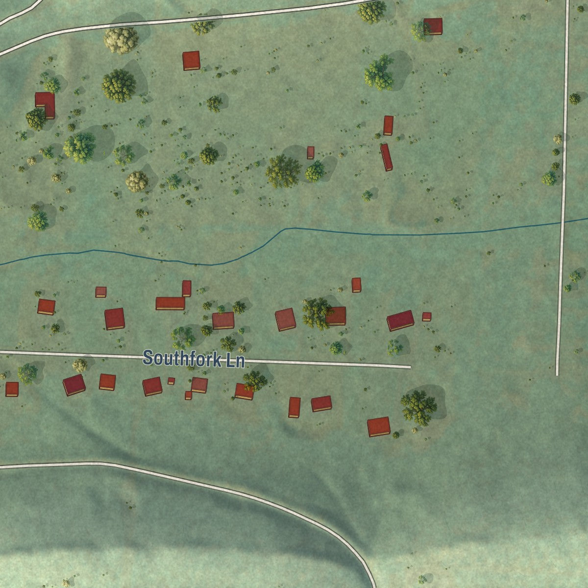 Second close-up of the map of Bonanza, Arkansas print showing more streets and buildings