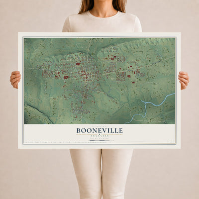 Map of Booneville, Arkansas, 24 x 36 inch unframed archival matte print