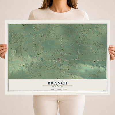 Map of Branch, Arkansas, 18 x 24 inch unframed archival matte print