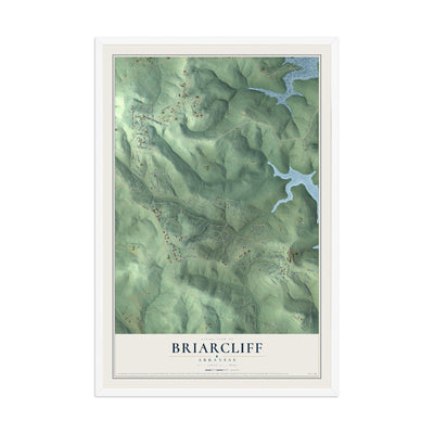 Map of Briarcliff, Arkansas, 12 x 18 inch print in a white wood frame