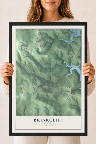 Map of Briarcliff, Arkansas, 18 x 24 inch print in a black wood frame