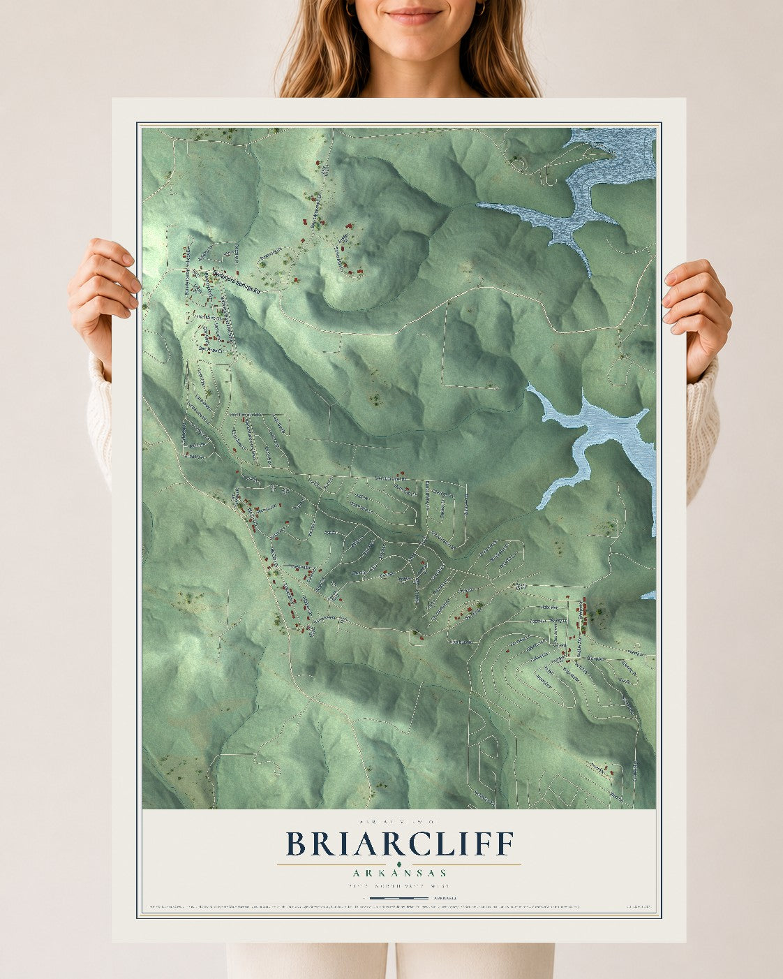 Map of Briarcliff, Arkansas, 24 x 36 inch unframed archival matte print