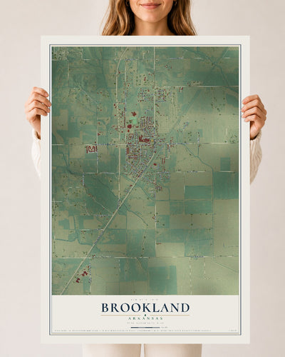 Map of Brookland, Arkansas, 24 x 36 inch unframed archival matte print