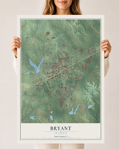 Map of Bryant, Arkansas, 24 x 36 inch unframed archival matte print
