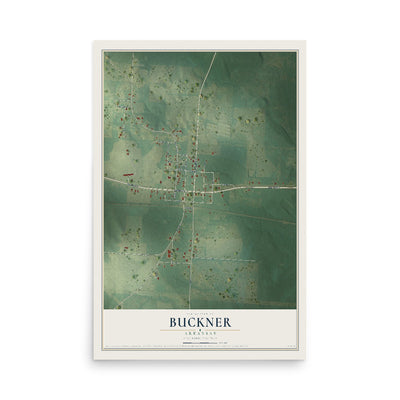 Map of Buckner, Arkansas, 12 x 18 inch unframed archival matte print