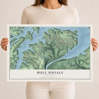 Map of Bull Shoals, Arkansas, 12 x 18 inch unframed archival matte print