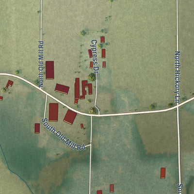 Second close-up of the map of Burdette, Arkansas print showing more streets and buildings