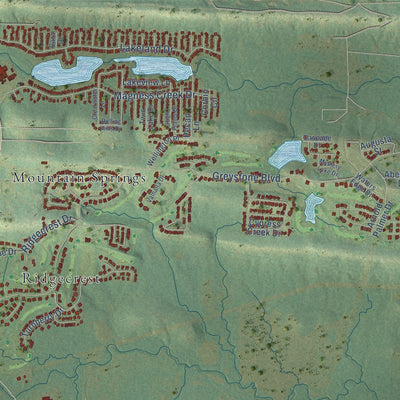 Second close-up of the map of Cabot, Arkansas print showing more streets and buildings