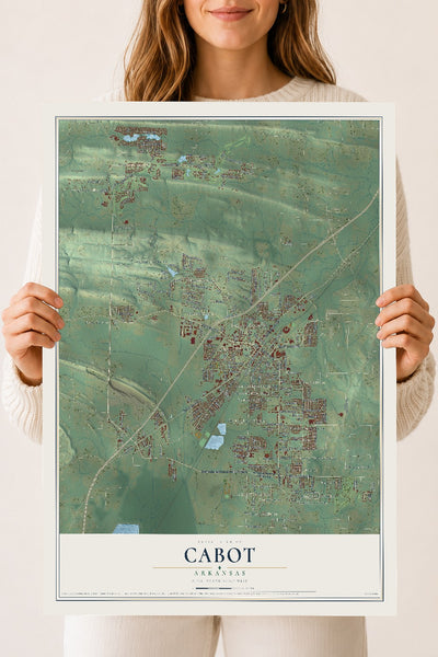 Map of Cabot, Arkansas, 18 x 24 inch unframed archival matte print