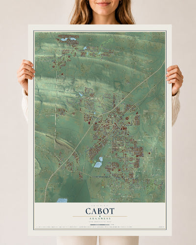 Map of Cabot, Arkansas, 24 x 36 inch unframed archival matte print
