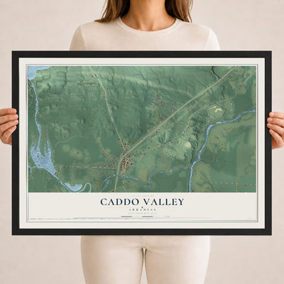 Map of Caddo Valley, Arkansas, 18 x 24 inch print in a black wood frame
