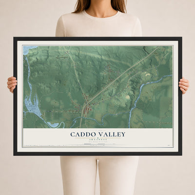 Map of Caddo Valley, Arkansas, 24 x 36 inch print in a black wood frame