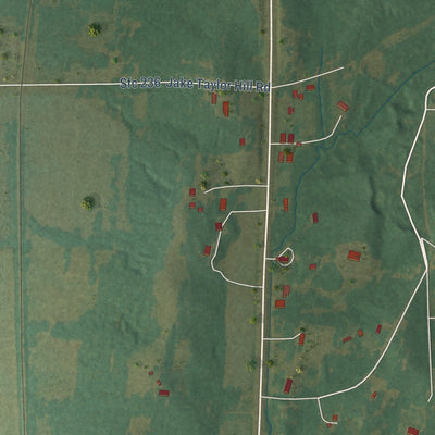 Second close-up of the map of Caldwell, Arkansas print showing more streets and buildings