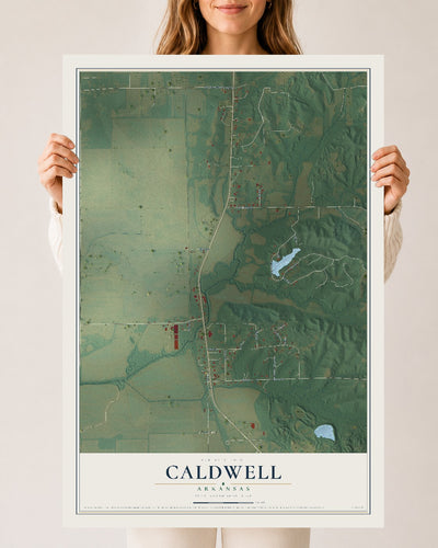 Map of Caldwell, Arkansas, 24 x 36 inch unframed archival matte print